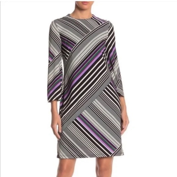 TRINA TURK MERRY Striped stretch womans classic quiet luxury shift dress.  XS - Picture 1 of 11